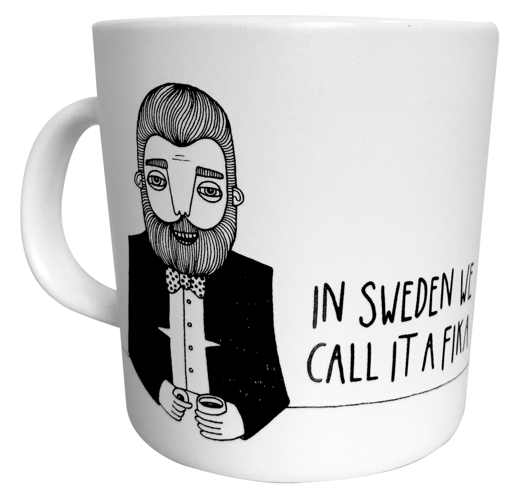 Swedis Coffee cup bearded man print from Bahkadisch by Karin Ohlsson 