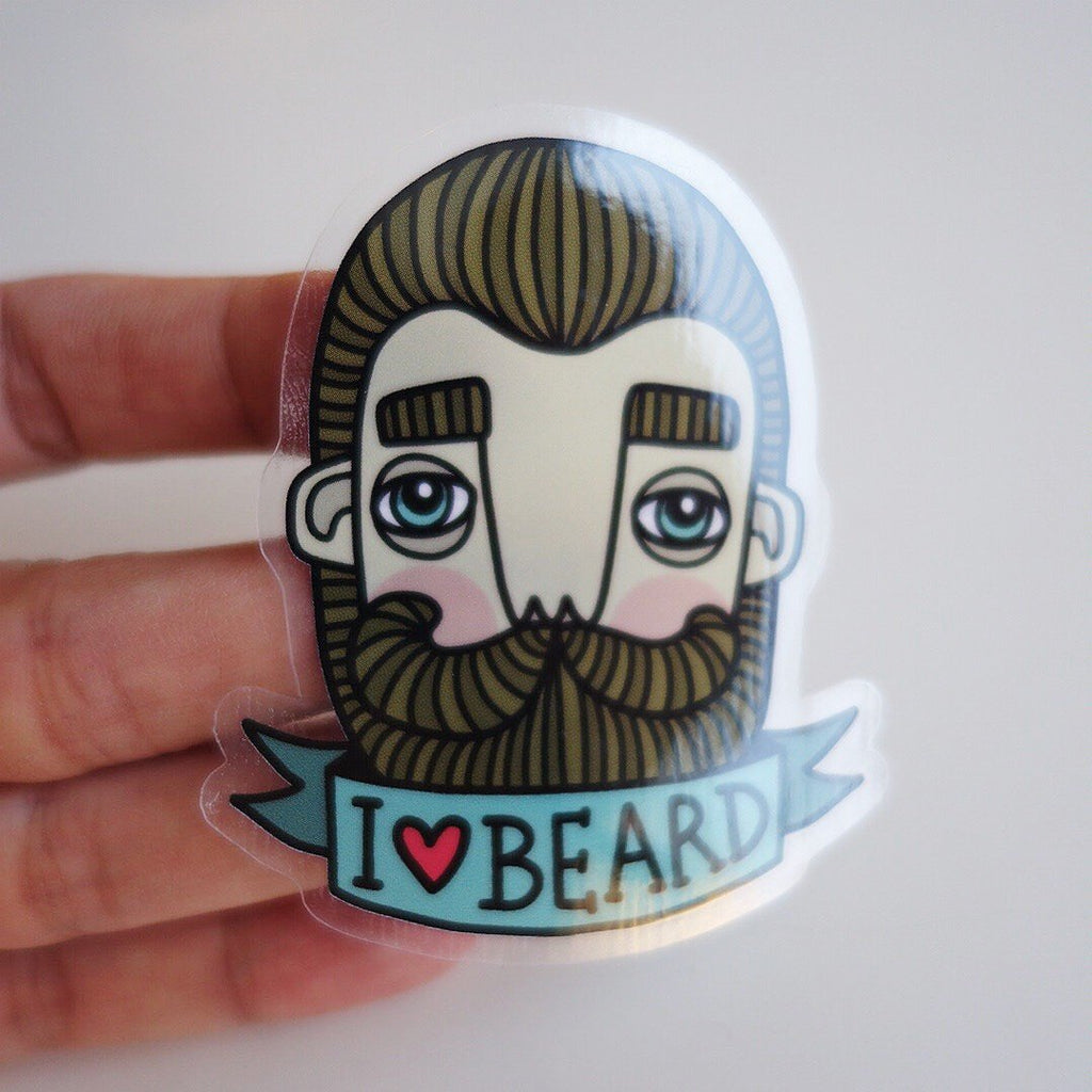 Klistermärke - I love beard
