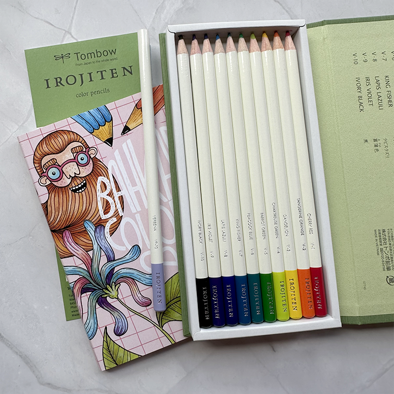 Tombow Irojiten (Vivid tone) + Bahkadisch Coloring Cards No.1