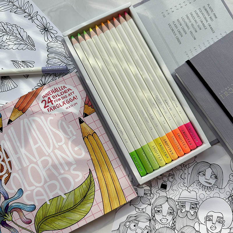 Tombow Irojiten (Flourecense) + Bahkadisch Coloring Cards No.1