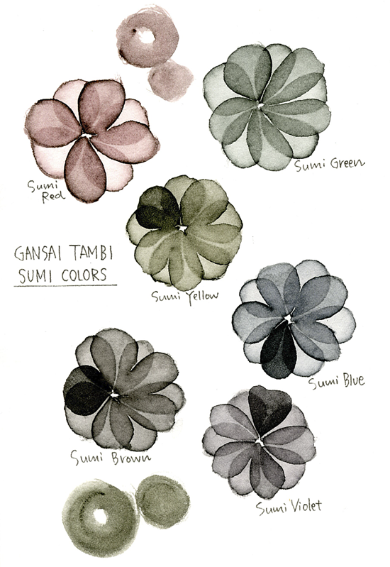 Gansai Tambi Akvareller, 6-set Sumi Colors