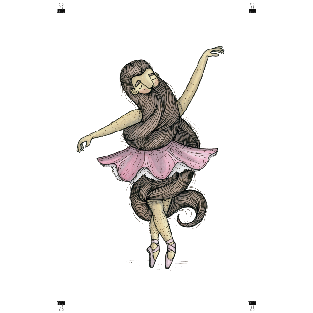 Skäggig ballerina, poster