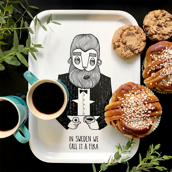 The bearded man Swedish Fika tray bearded man tray from Bahkadisch by Karin Ohlsson