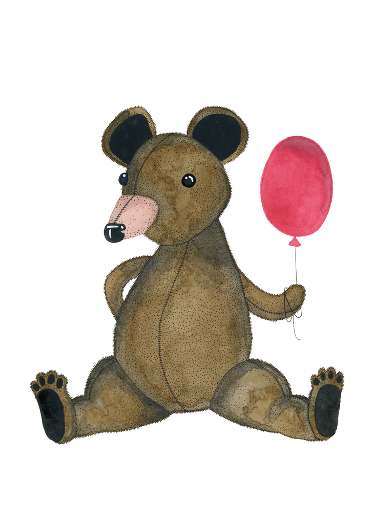 Vykort - Bear with balloon