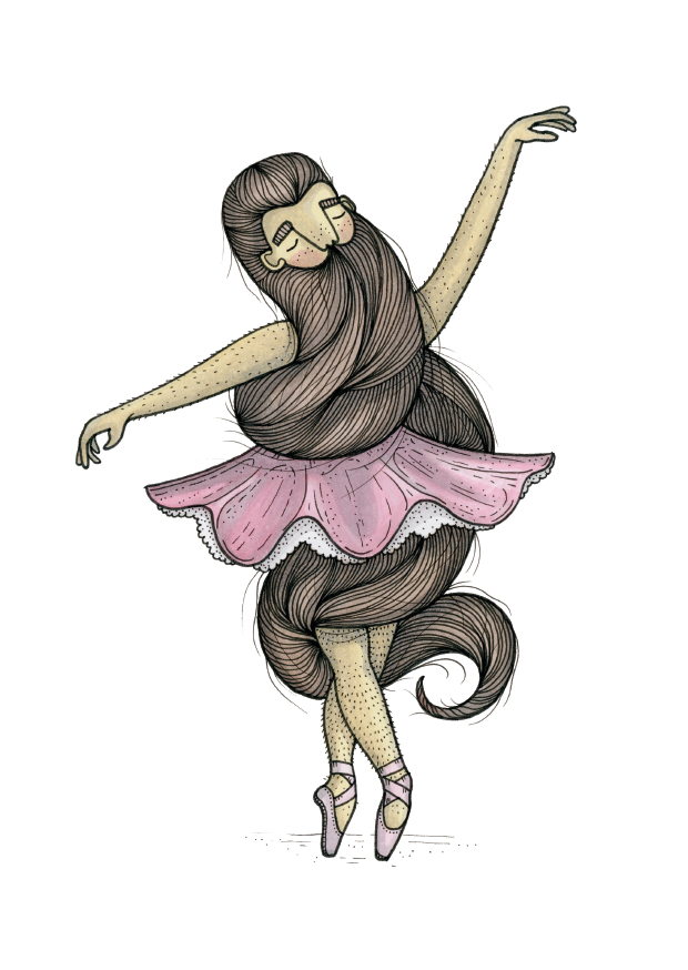 Vykort - Bearded ballerina