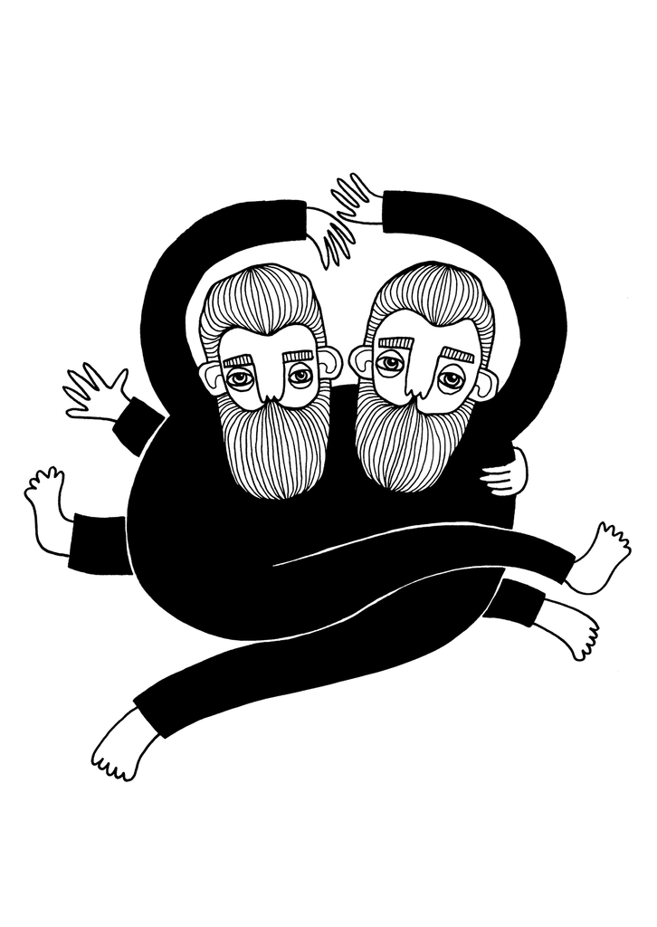 Vykort - Bearded hug